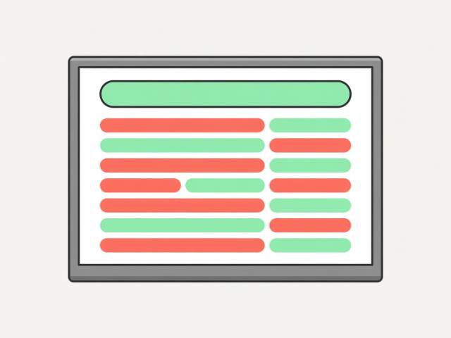 Flat vector illustration of a television displaying a search bar and title results in green, coral and mint
